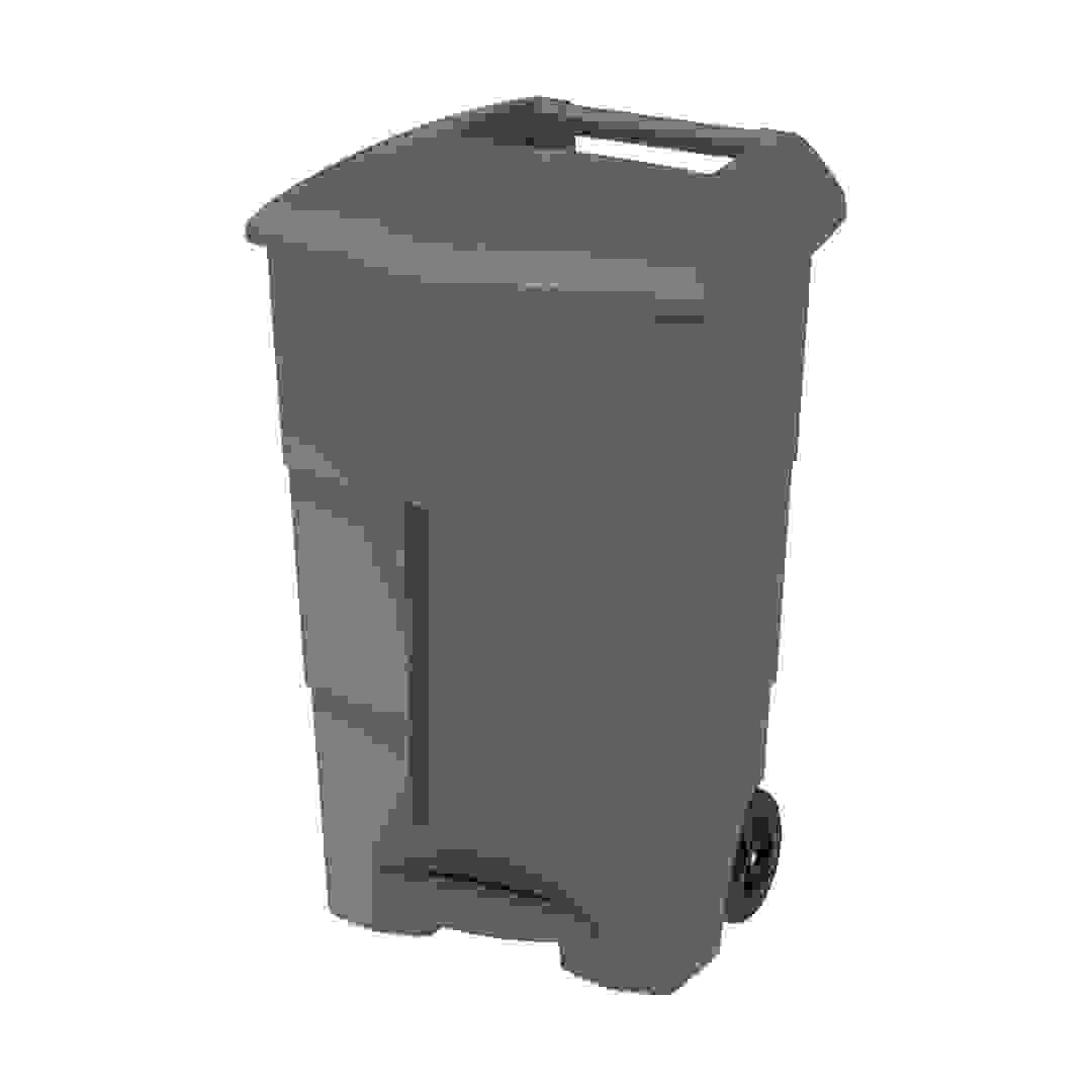 Cosmoplast Plastic Step-on Waste Bin W/Pedal & Wheels (100 L, Dark Grey)