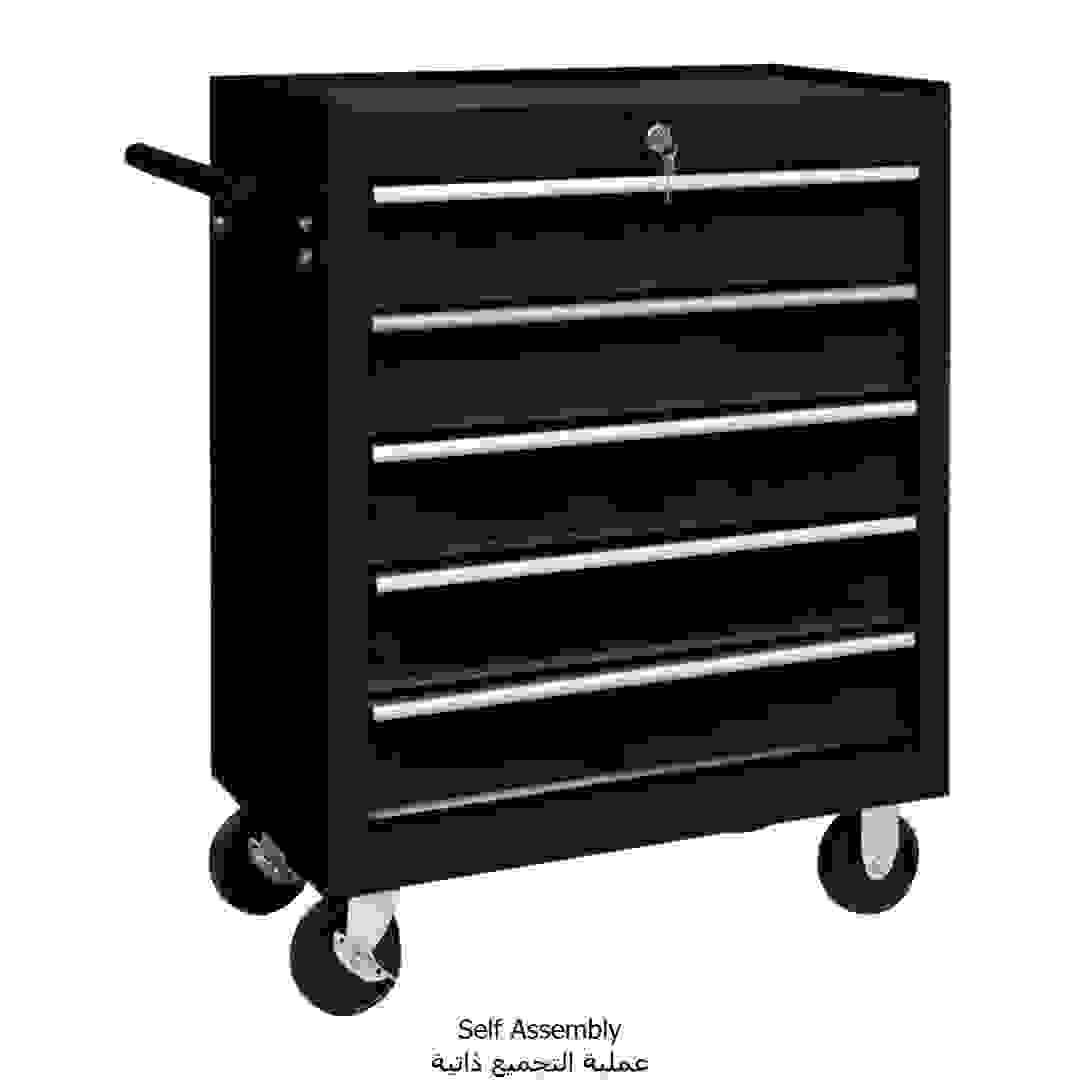 vidaXL Workshop Tool Trolley with 5 Drawers Black