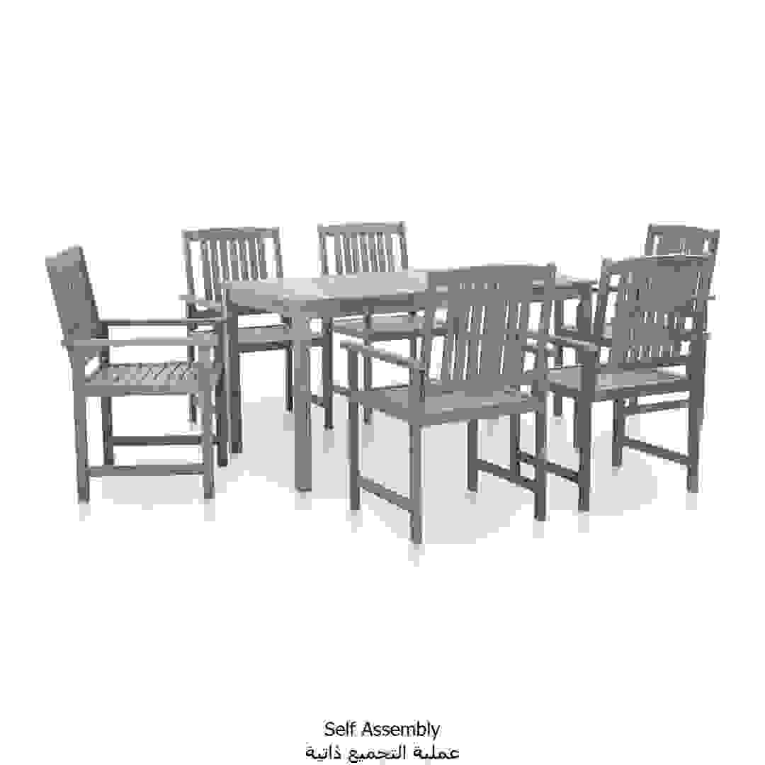 6-Seater Solid Acacia Wood Outdoor Dining Set vidaXL (Gray Wash)