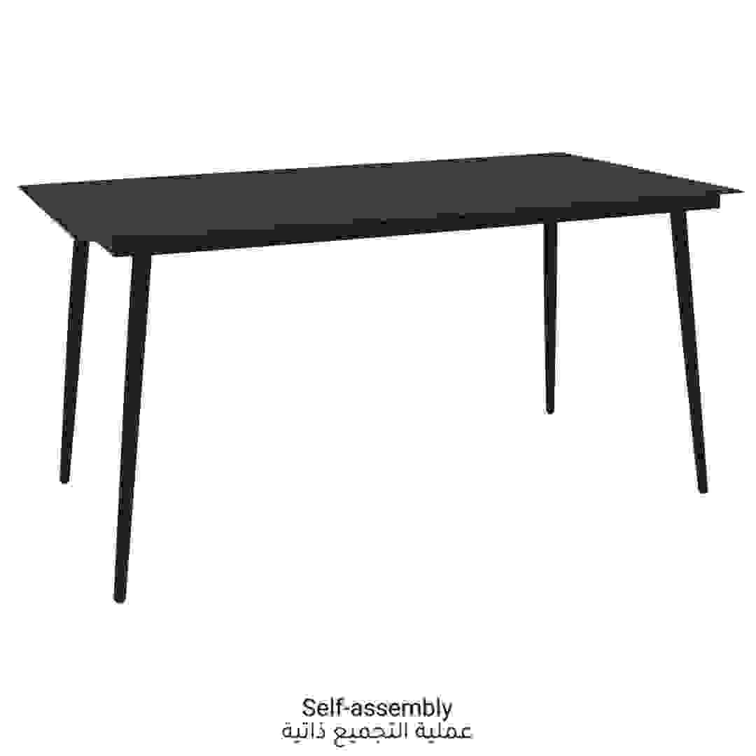 vidaXL Garden Dining Table Black 150x80x74 cm Steel and Glass