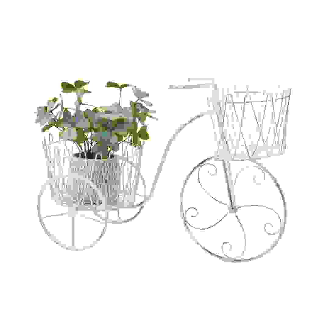 Vintage Garden Bicycle With 2 Pot Stand (58 x 25 x 42 cm, White)