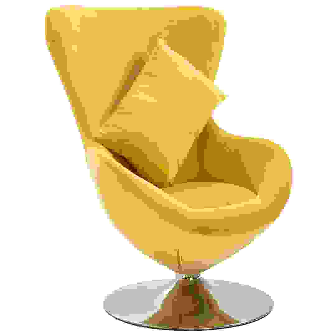 vidaXL Swivel Egg Chair with Cushion Yellow Velvet