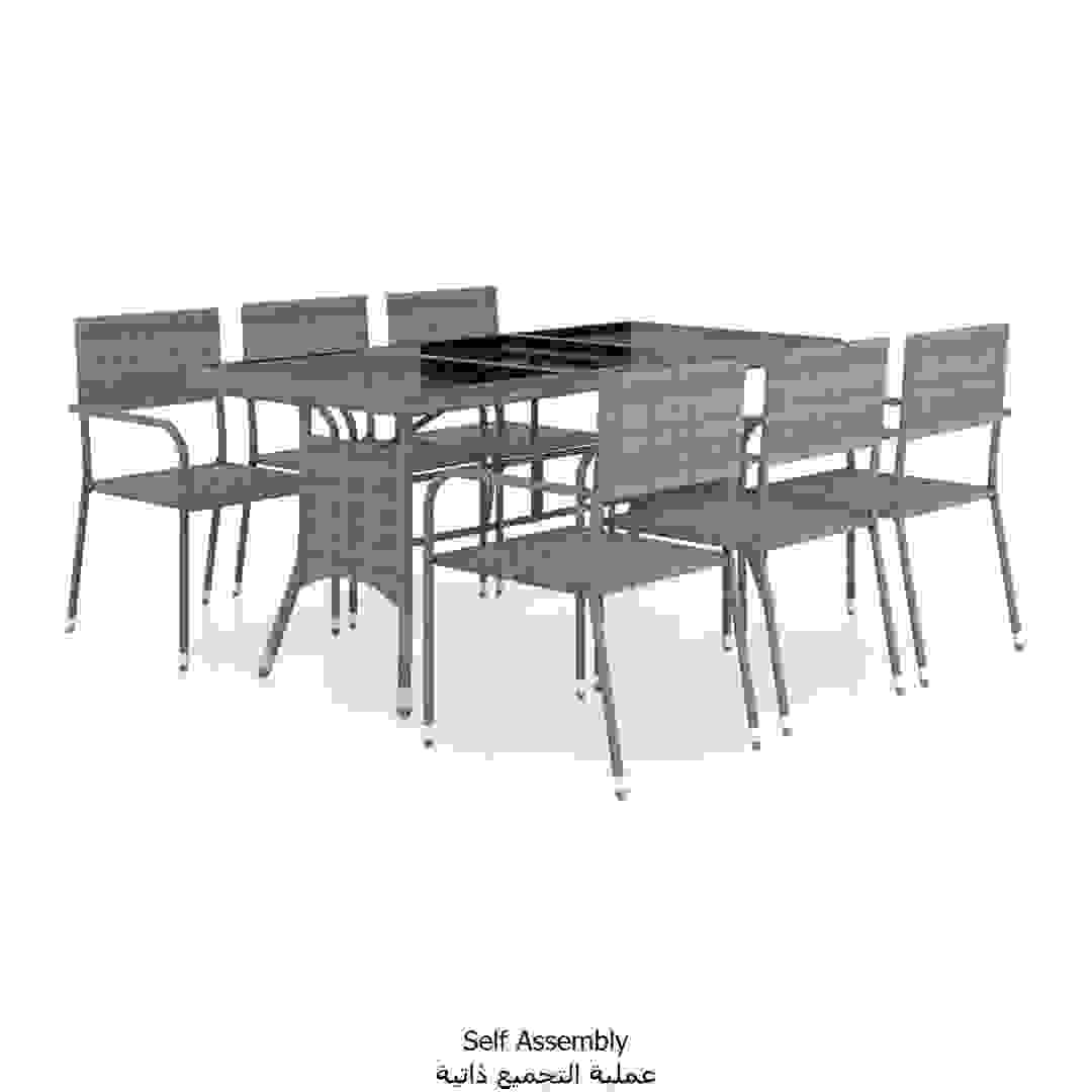 6-Seater Poly Rattan Garden Dining Set vidaXL (170 cm, Anthracite & Gray)