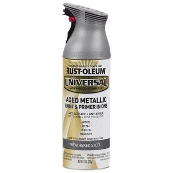 Rust-Oleum Universal Advanced Formula Aged Metallic Paint & Primer in One (Weathered Steel, 312 g)