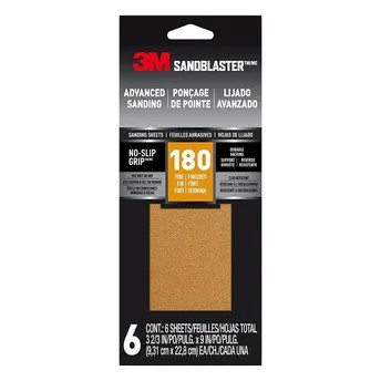 3M SandBlaster Sandpaper Pack (9.29 x 22.8 cm, 180 Grit, 6 Pc.)