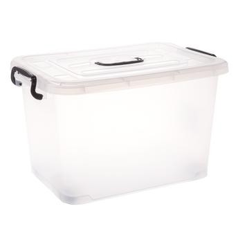 صندوق تخزين بلاستيكي بعجلات ومقبض (85 لتر)