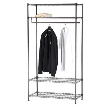 Metal 4-Tier Clothes Rack W/ Hanging Rod
