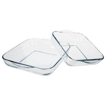 5five Glass Square Dish Set (28 x 6 cm, 2 Pc.)