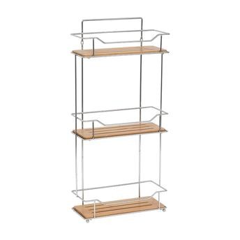 Tendance Gebor Chromed Metal Bamboo Rectangular Shower Rack W/3 Tiers (24 x 11 x 57 cm)