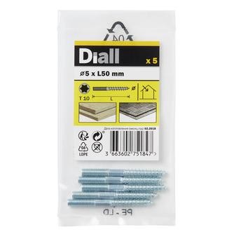 Diall Yellow-Passivated Carbon Steel Dowel Screw Pack (5 x 50 mm, 5 Pc.)
