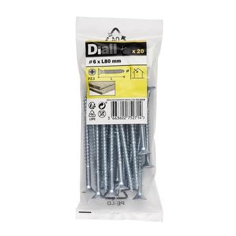 Diall Zinc-Plated Carbon Steel Wood Screw Pack (6 x 80 mm, 20 Pc.)