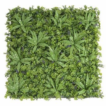 جدار أخضر بولي إيثيلين بريميوم مع أزهار أرجوانية (100 × 100 سم)