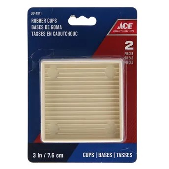 Ace Square Rubber Non-Slip Furniture Caster Cups (7.6 cm, Off White)