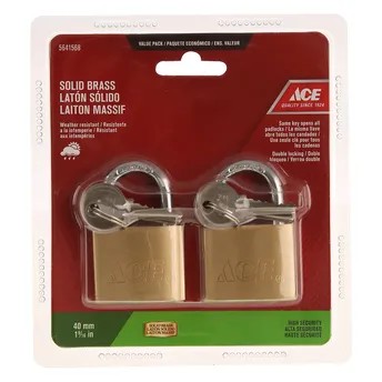 ACE Solid Brass Padlock Pack (40 mm, 2 Pc.)