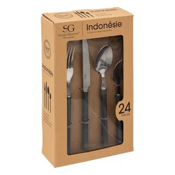 5Five Indonesie Stainless Steel Cutlery Set (24 Pc., Gray)