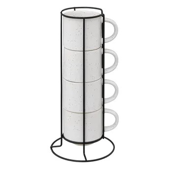 SG Lana Sandstone Mug Set W/Rack (200 ml, 4 Pc.)