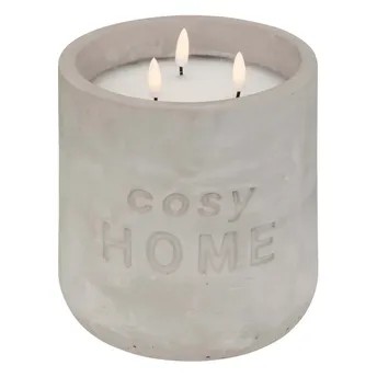 Atmosphera Cosy Home 3-Wick Wax Candle W/Holder (15.5 x 18 cm, Light Gray)