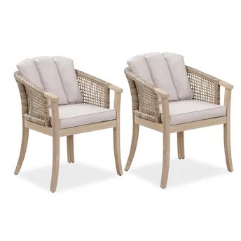 Ashmore V2 Acacia Wood & Wicker Dining Chair (59.2 x 60 x 73 cm, 2 Pc.)