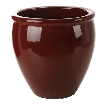 Shanghai 11-01R Glazed Ceramic Plant Pot (28 x 28 cm, Red)
