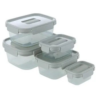 Lock & Lock Nestopia Plastic Food Container Set (5 Pc., Gray)