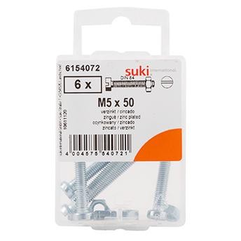 Suki Zinc-Plated Slotted Flat-Head Countersunk Machine Screws (M6 x 30 mm, Pack of 6)