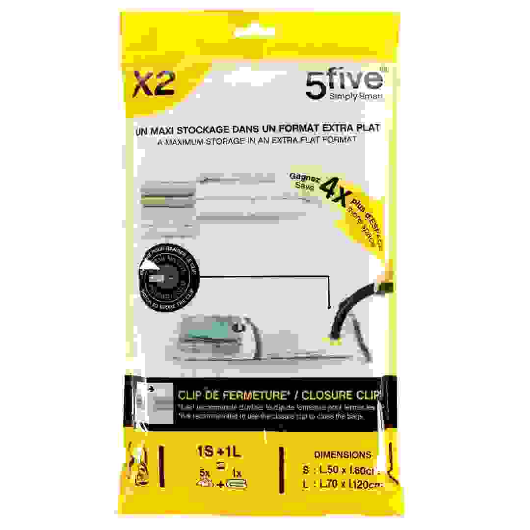 5Five Polyethylene Air-Flat Vacuum Bag (120 x 70 x 2.5 cm, 2 Pc.)