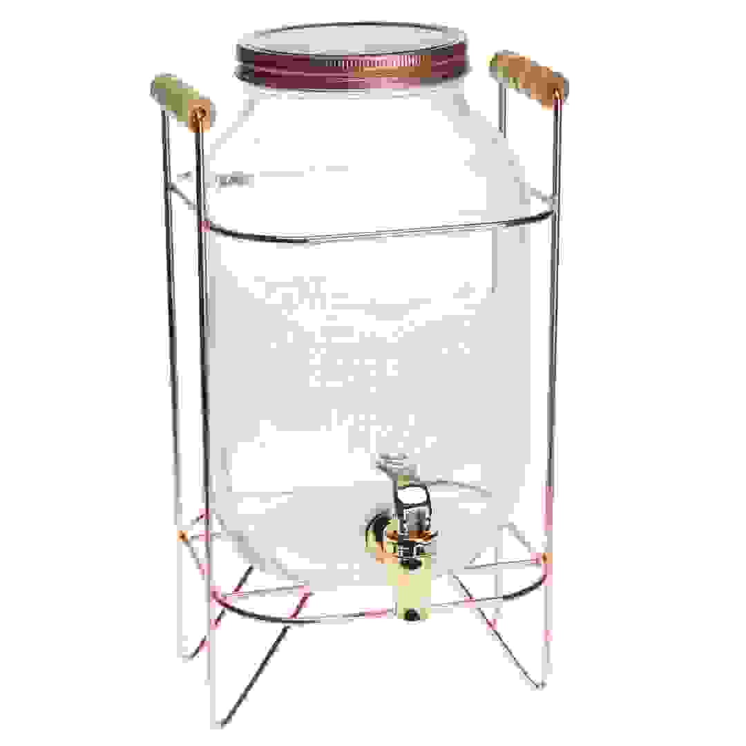 Homekraft Glass Dispenser W/ Rose Gold Stand (18.5 x 17.5 x 32 cm, 4 L)