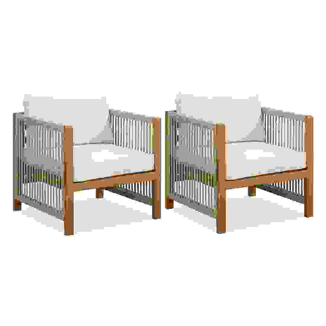 New Monterrey Acacia Wood Single-Seater Outdoor Sofa (2 Pc., 66 x 71 x 64 cm)