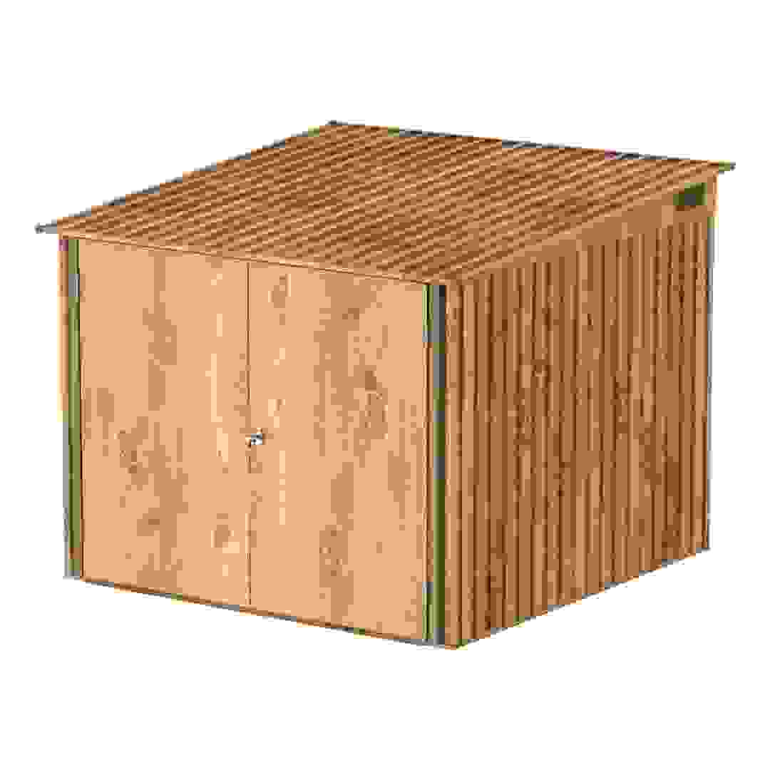 Cosmoplast Steel Bike Shed W/Racks (203 x 202 x 162.5 cm, Woodgrain)