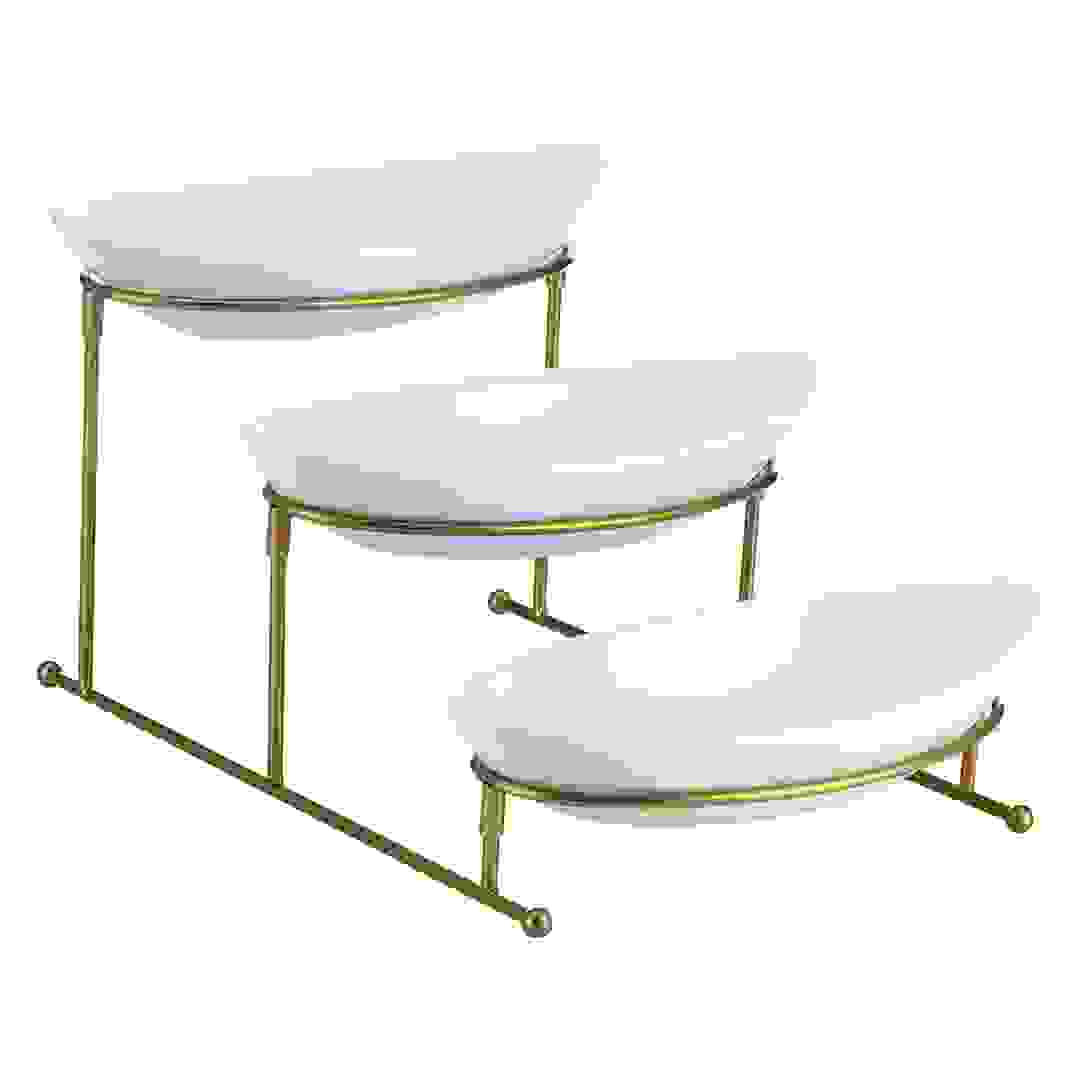 Shallow 3-Tier Oval Serving Set W/Stand (4 Pc.)