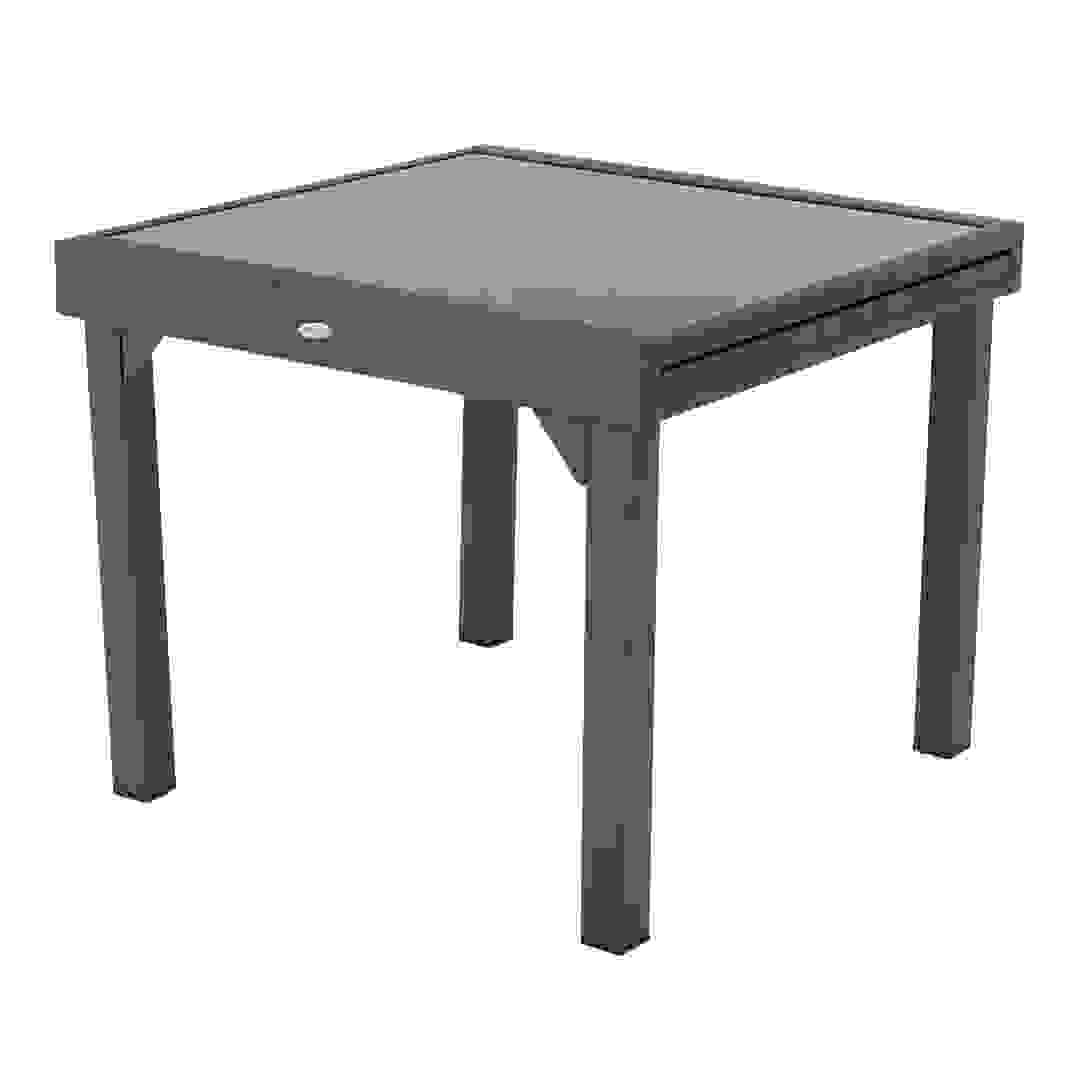 طاولة سفرة ألمنيوم قابلة للتمديد بزجاج مقسى هيسبريد بيازا (90 × 90 × 75.5 سم، رمادي)