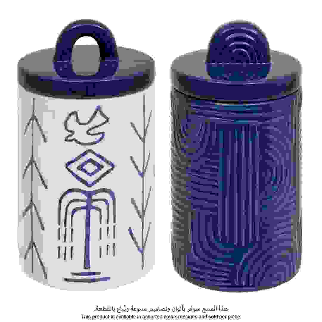 Atmosphera Soleya Cylindrical Ceramic Jar with Lid (19.5 cm, Assorted Colors)