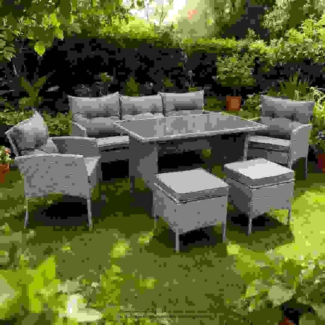 Aspen 7-Seater Rattan Sofa Dining Set (161 x 67 x 78 cm)